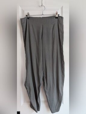 Matthildur Cotton Linen Blend Gray Trousers Ruched Lagenlook Size P/XS
